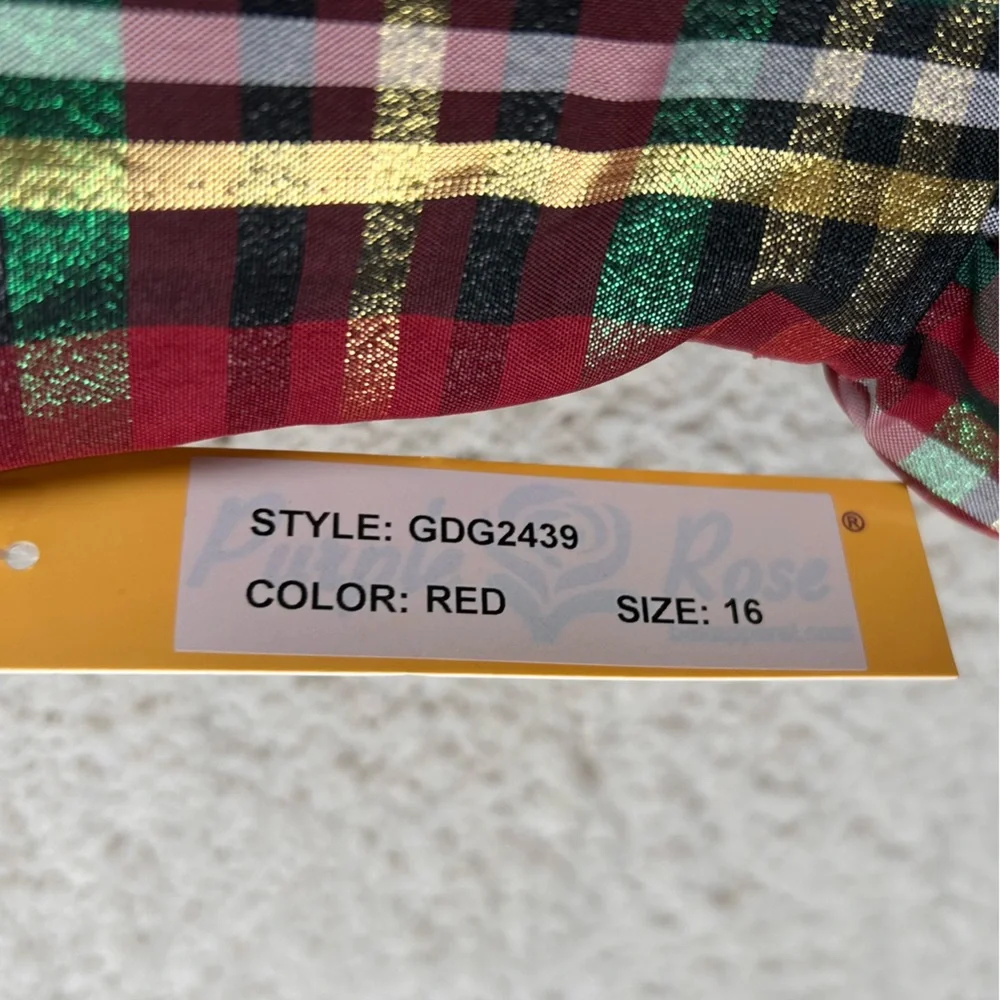 Purple Rose Dress Girls‎ 16 Red Plaid Holiday Fit & Flare Sleeveless Zip